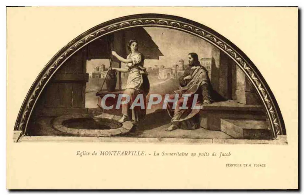 Kirche von Montfarville — Die Samaritane am Jakobsbrunnen — Malerei von G. Folace - Vorderseite