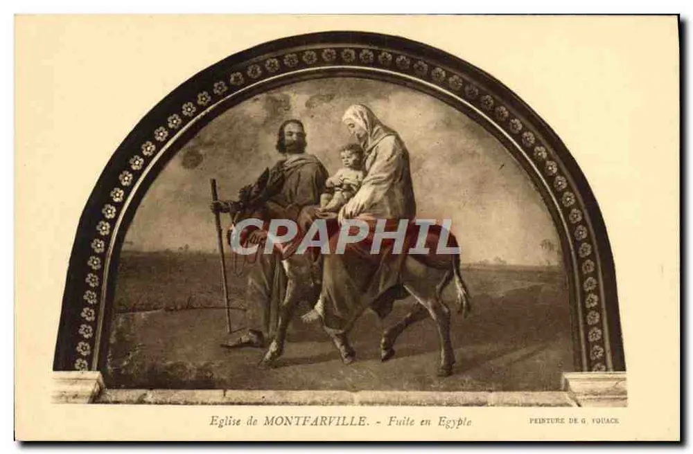 Église de Montfarville — Fuite en Égypte — Peinture de G. Fouace - Recto