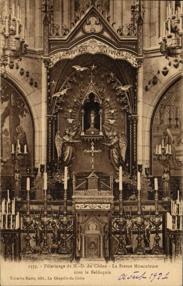 Pilgerung der N.-D. du Chêne - Die Wunderstatue unter dem Baldachin - Verlag Tricoche-Razin - Vorderseite