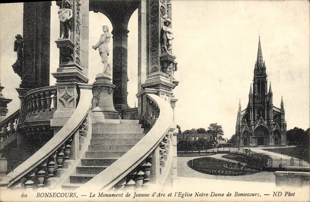 Bonsecours — Le Monument de Jeanne d'Arc et l'Église Notre-Dame de Bonsecours — ND Phot - Recto