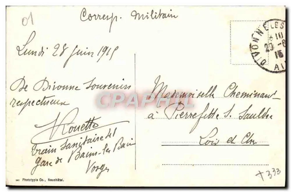 Divonne-les-Bains — Fonte Ausone — Fototipia Co., Neuhaïtal, n° 11446 - Verso