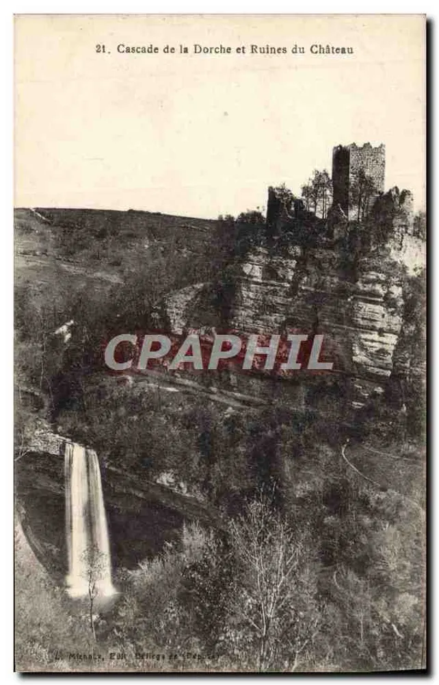 Cascata della Dorche e Resti del Castello — Ménance, Puy-de-Dôme — Editore Dellega (n°21) - Recto