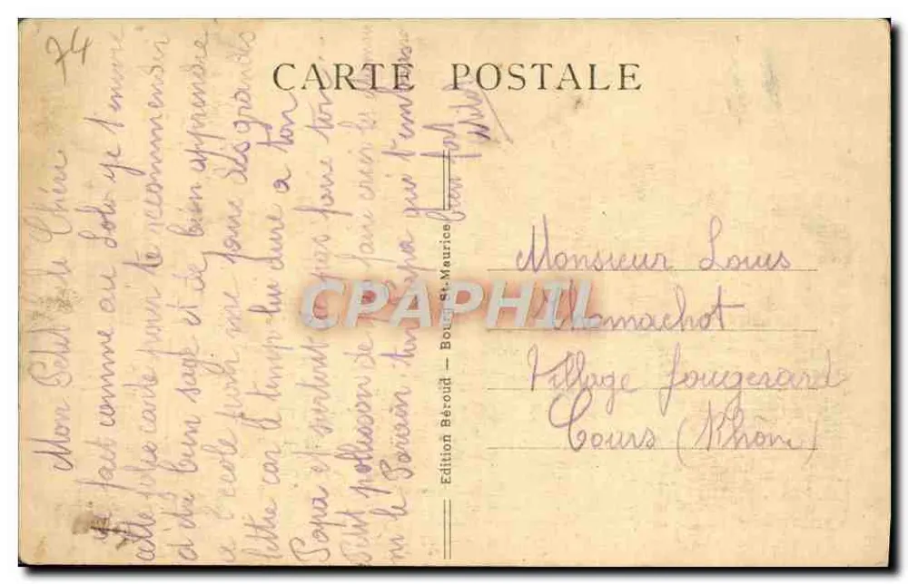 Die Aiguille des Glaciers - Tré-la-Tête und der Mont-Blanc, gesehen vom Miravidis (Petit-St-Bernard) — n° 242 — Ausgabe Béroud - Rückseite
