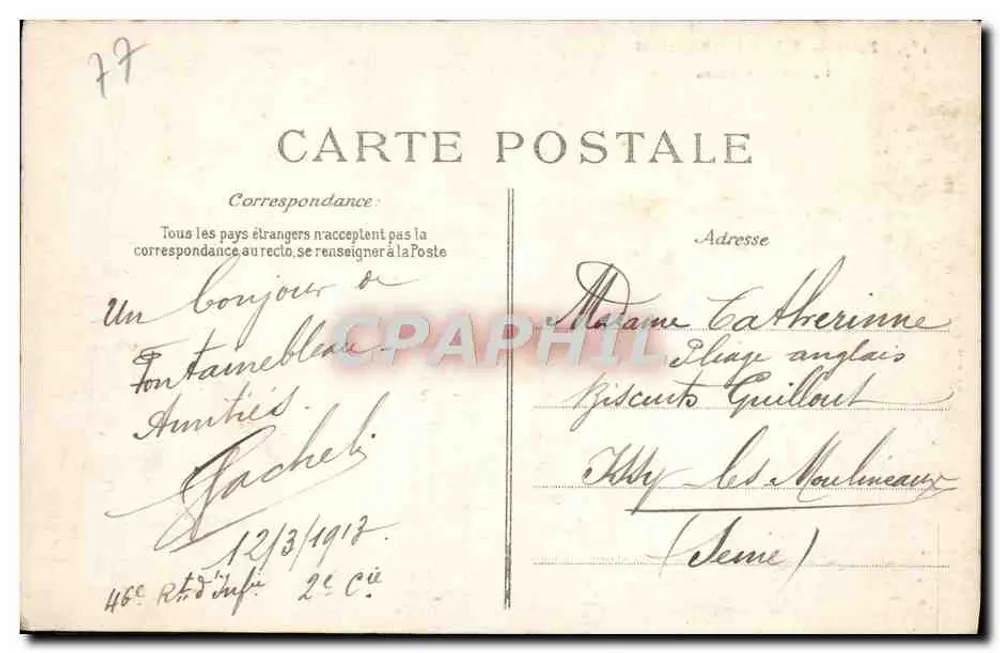 Forêt de FONTAINEBLEAU — La Tête de Chien — éditeur non identifié, n° 157 - Verso