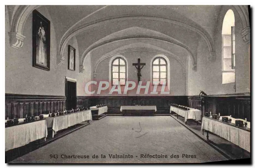 Chartreuse de la Valsainte - Réfectoire des Pères — Librairie Ch. Morel, Bille - Recto