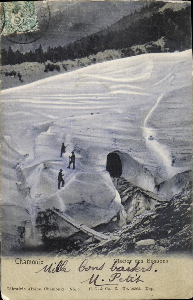 Glaciar dos Bossons — Chamonix — Livraria Alpine, Chamonix. No. 5. H.G. & Co., Z. No. 10565. Dép. - Frente