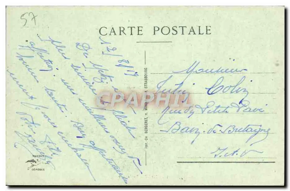 Metz - Esplanada — comparação das estátuas antes e depois da guerra — editor Ch. Bergeret, n° 52 - Verso