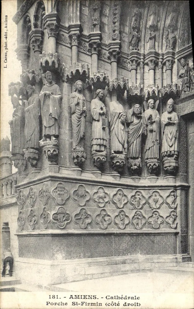 Amiens - Kathedrale, Portal Saint Firmin (rechter Seite) — L. Caron, Foto-Verlag, Amiens, Nr. 181 - Vorderseite