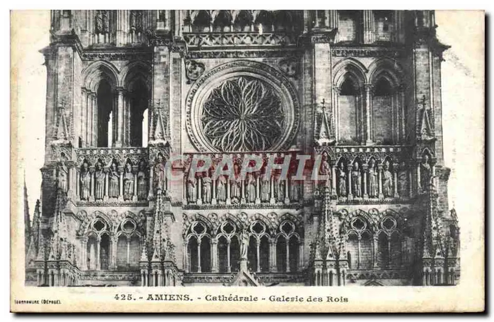 Amiens - Cathédrale - Galerie des Rois — L. Caron, poste-édit, Amiens - Recto