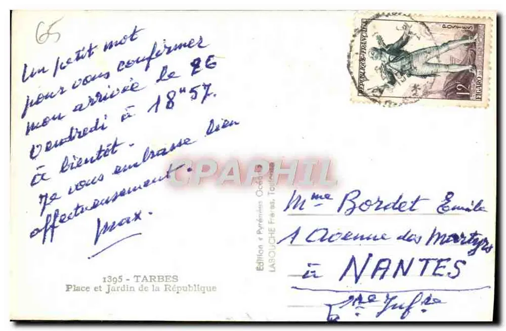 Platz und Garten der Republik — Tarbes — Verlag: Larouche Frères - Rückseite