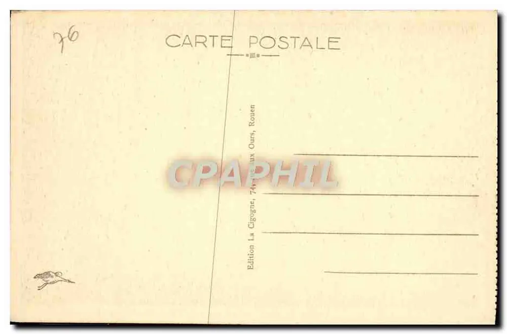 Saint-Wandrille-Rançon (Seine-Inf.) — Entrada da Abadia — Edição La Cigogne, 74, Rue aux Ours, Rouen - Verso