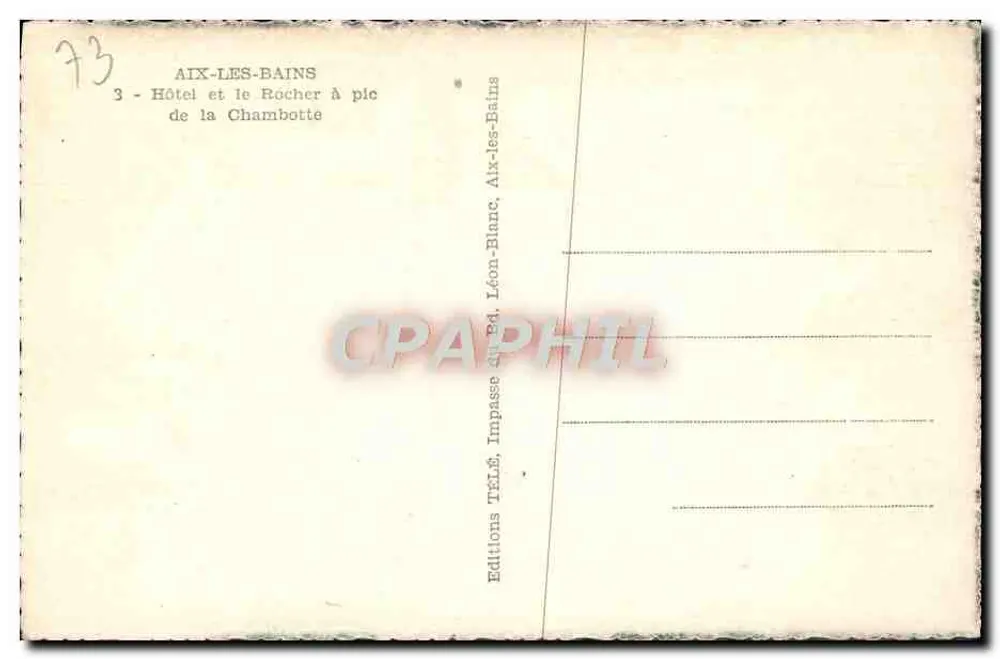 Aix-les-Bains — Hotel e o Rocher à la Chambotte — Éditions TÉLÉ - Verso