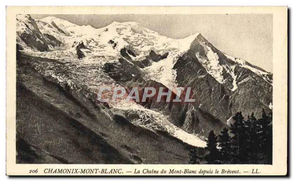 Chamonix-Mont-Blanc — Die Kette des Mont-Blanc von Brévent — LL. — n° 206 - Vorderseite
