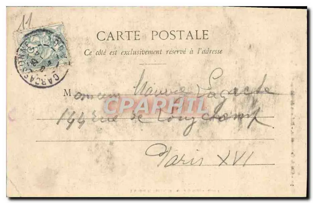 Carcassonne - Défenses du Château (Côté Ouest) — Librairie P. Abadie, 36, rue de la Gare — Cliché F. Cleuzon - Verso