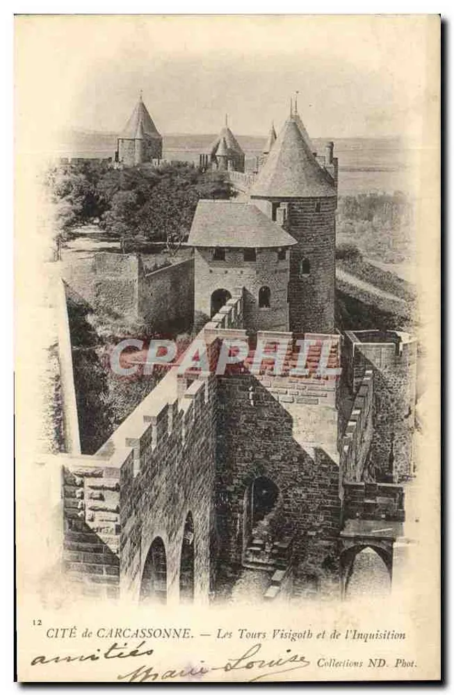 Cité de Carcassonne — Les Tours Visigoth et de l'Inquisition — Collections ND. Phot. - Recto