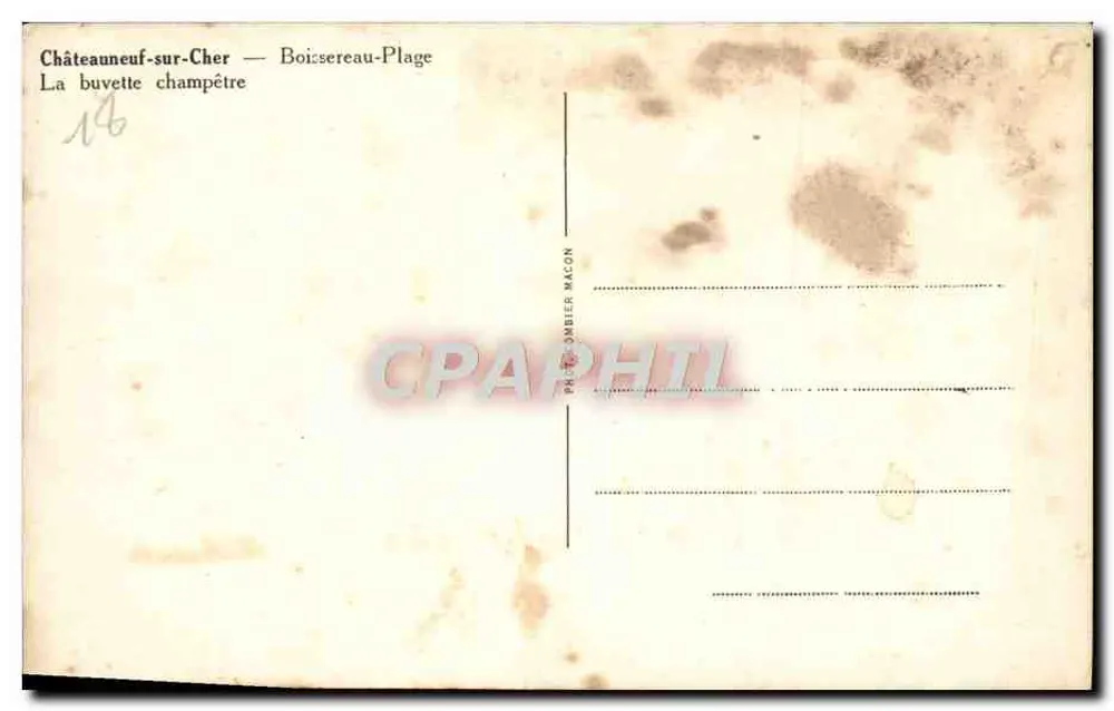 Châteauneuf-sur-Cher — Boisereau-Plage — Das ländliche Getränkestand — Photo Ombier Macon - Rückseite