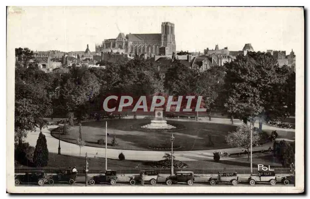 Reims — Vue générale — Jardin Colbert au premier plan — éditeur PoL - Recto