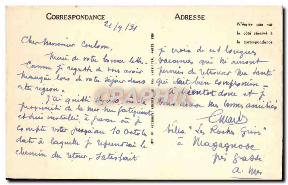 Les Gorges du Loup — La Nouvelle Route — LL. — N° 27 - Verso