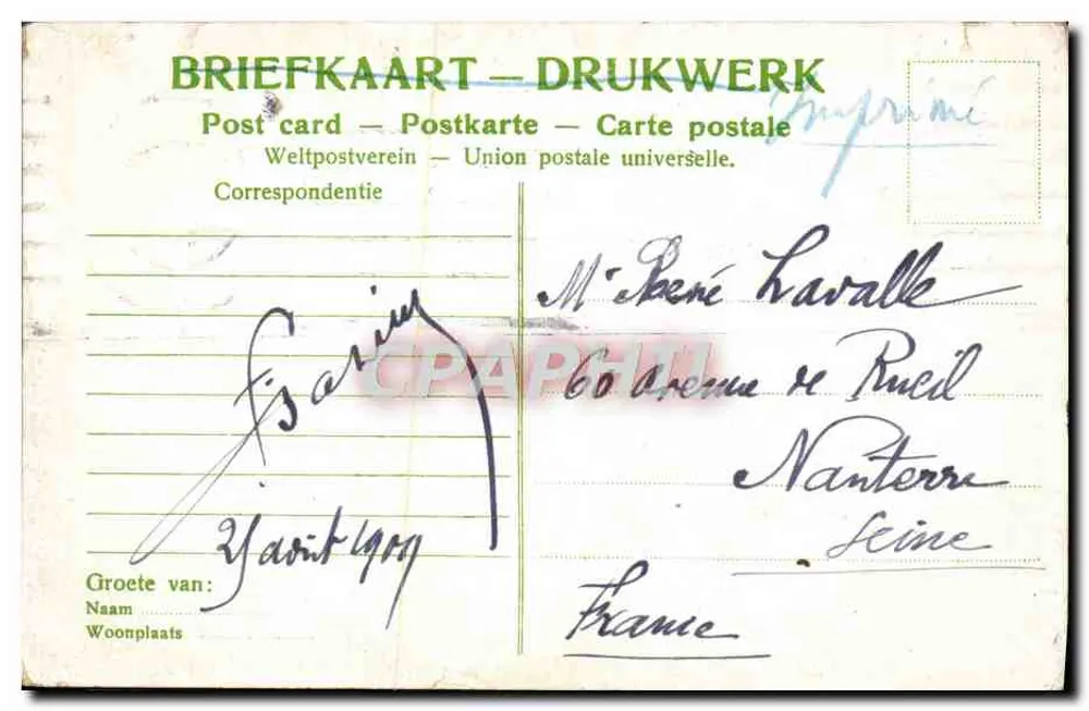 Amsterdam — Spoorbrug en Spoorwegdijk met Binnenvaart, AMSTERDAM — BRIEFKAART-DRUKWERK - Rückseite