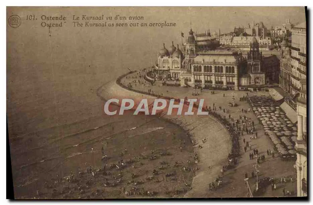 Ostende — O Kursaal visto de um avião — Fototipia A. Dolimen, Bruxelas - Frente