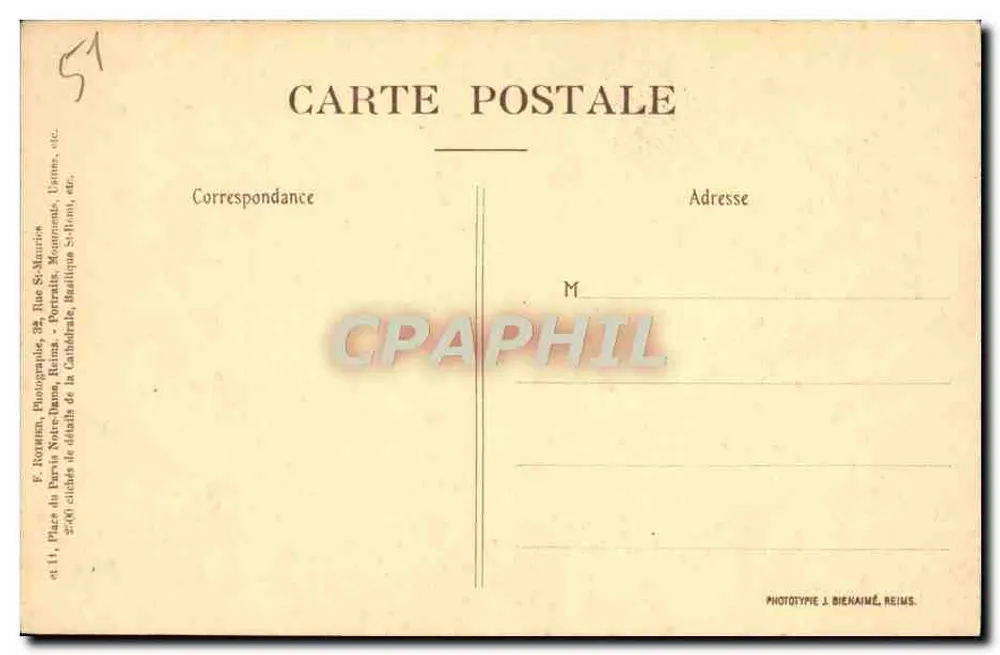 Reims — As gárgulas da catedral — Rothier, Fot.-Editor - Verso