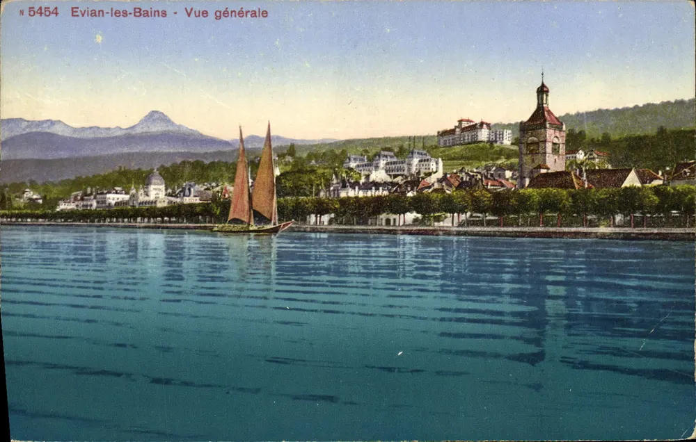 Evian-les-Bains — Ogólny widok — Wydawnictwo Photoglob, Zurych, nr 5454 - Awers
