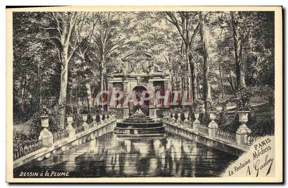 La Fontaine Médicis — París — A. Goulon - Anverso