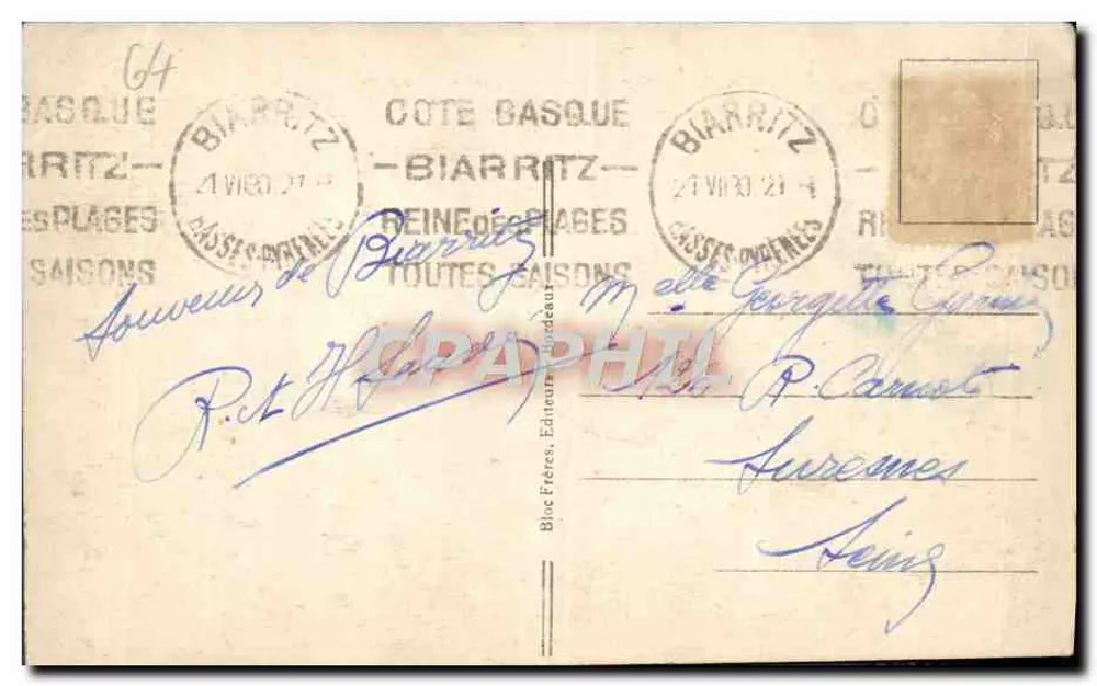 Biarritz (Côte basque) — Le Rocher de la Vierge — Bloc Frères, Éditeur, n°16 - Verso