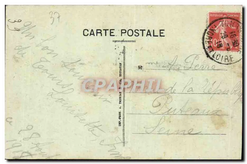 Tours (Loire) — A Estação — A. P. — n°25 - Verso