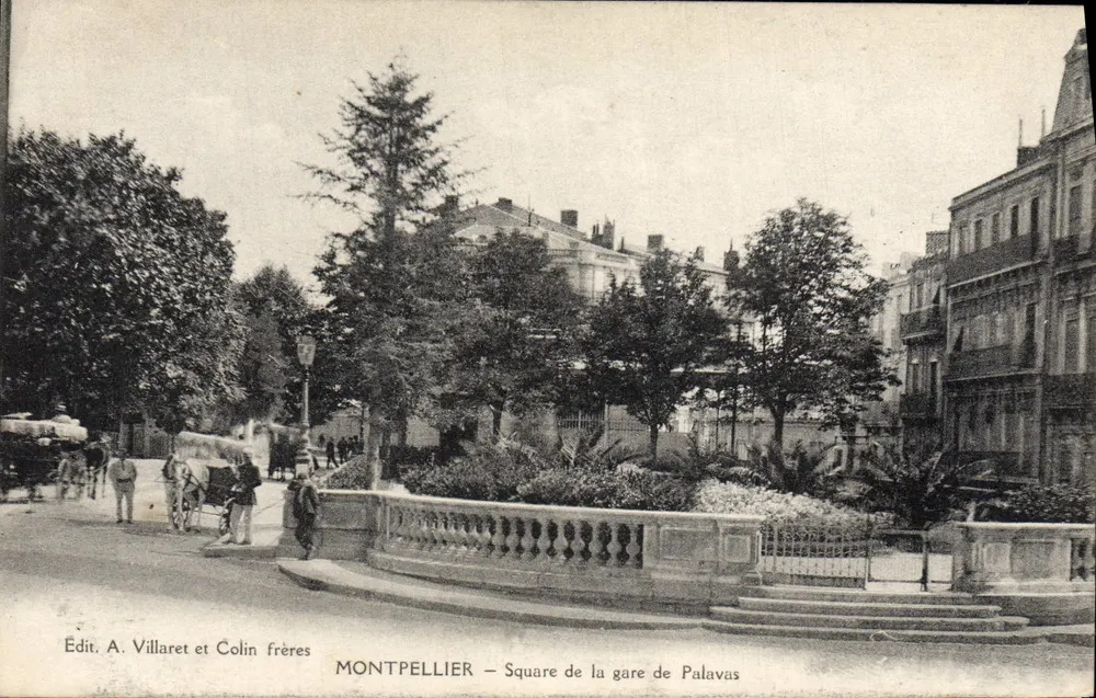 Montpellier — Square de la gare de Palavas — Édit. A. Villaret et Colin frères - Recto