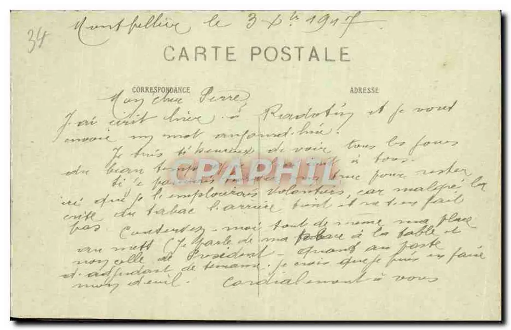 Montpellier — Square de la gare de Palavas — Édit. A. Villaret et Colin frères - Verso