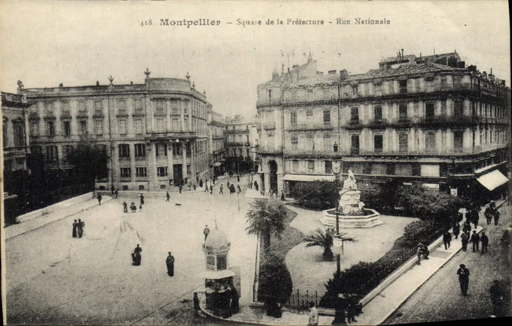 Montpellier — Square de la Préfecture - Rue Nationale — Éditeur impr. T. Imprimerie - Frente