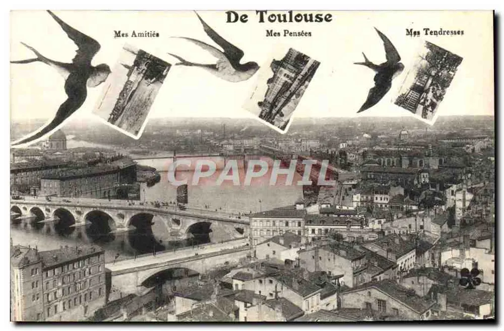 Vista aérea de Toulouse — Pontes e margens do Garonne — editor não identificado - Frente