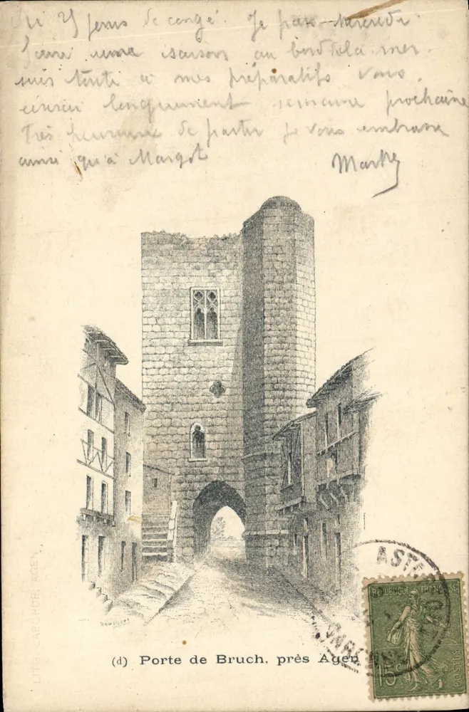 Porte de Bruch, blisko Agen — Lith. Laborde Agen — n° (d) - Awers