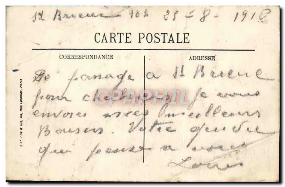 Antike Ansichtskarte Marine — Zerstörer bei stürmischem Wetter — Louis MICHEL, Nr. 52 - Rückseite