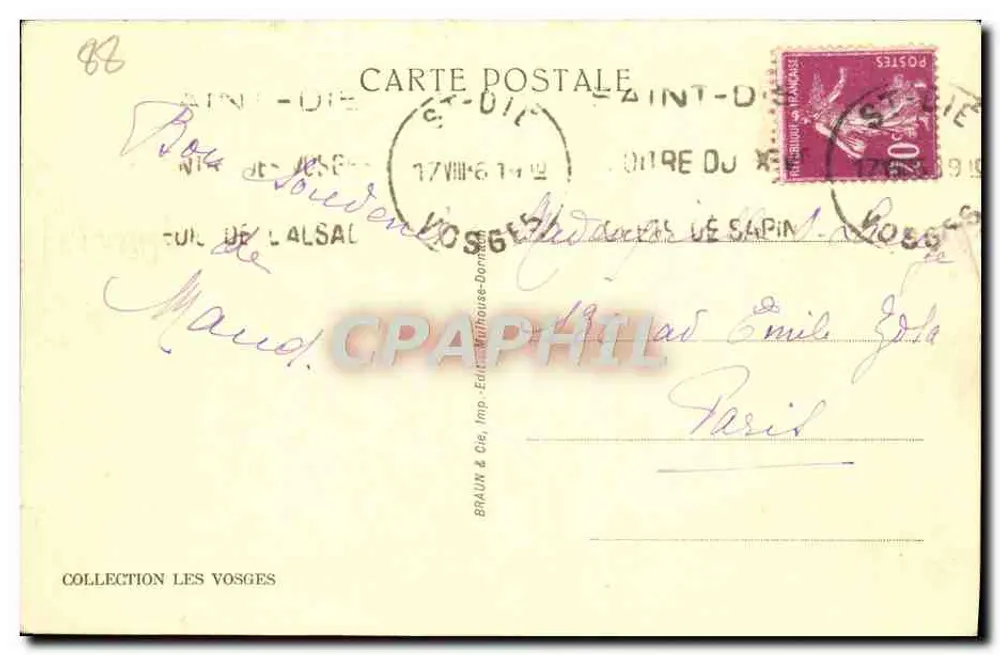 Le Rudlin — Kapelle von Le Rudlin und Étang des Dames — Braun & Cie, Druckerei, Saint-Dié-des-Vosges - Rückseite