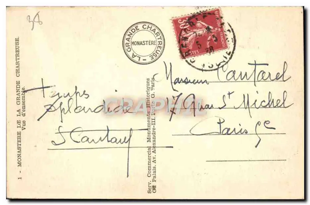 La Grande Chartreuse — Vista geral — Serv. Comercial Monuments Historiques - Verso