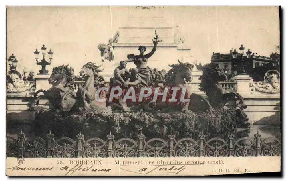 Bordeaux — Monument dos Girondinos (grupo direito) — J. H. B. Ed. R. - Frente