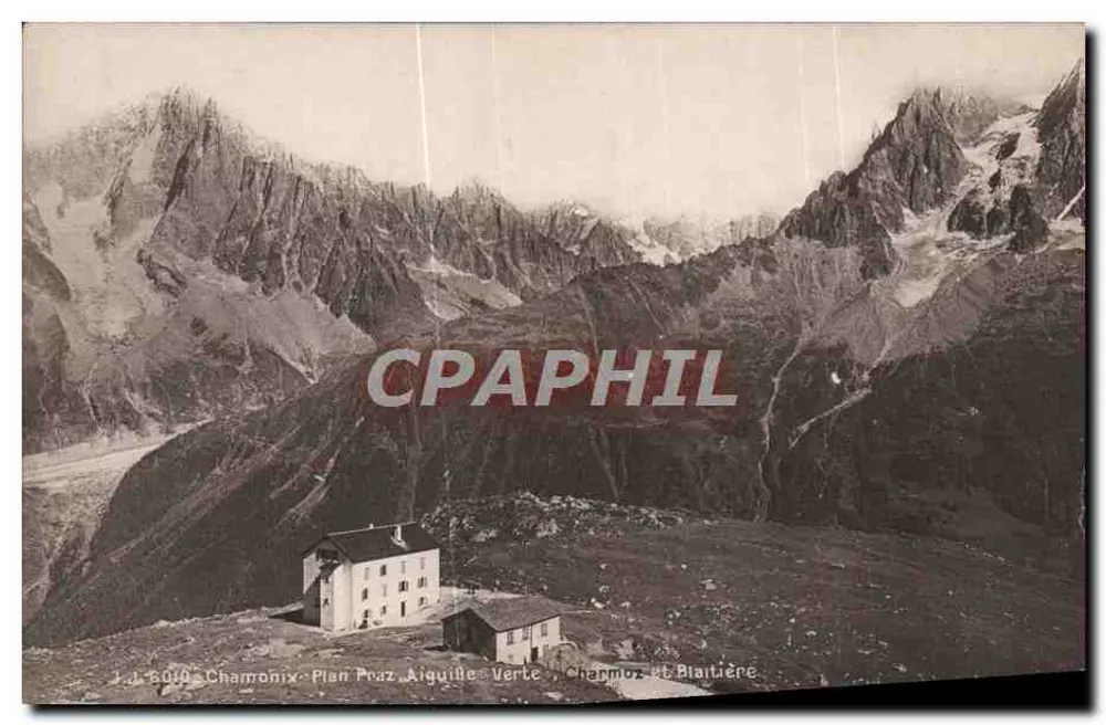Chamonix - Plano Praz, Aiguille Verte, Charmoz e Blaitière — J.J. — n° 24 - Frente