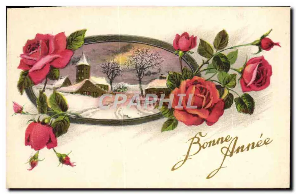 Schneeviertel — Winterlandschaft mit Kirche — La Rose, n° 34 - Vorderseite