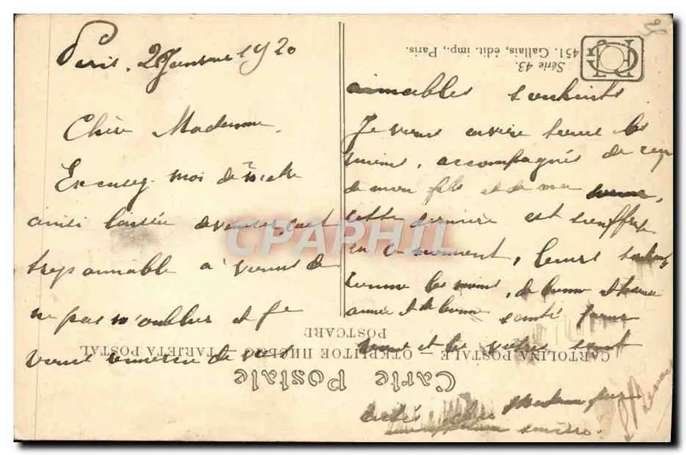 Horseshoe et gui — carte de vœux — éditeur Gallais, série 43 - Rückseite
