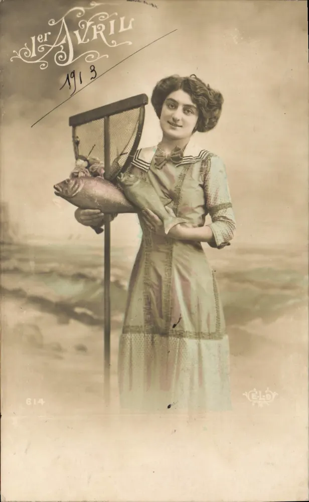 Junge Frau mit einem Fisch — Verlag Ver Avril, Nr. 614 — 1913 - Vorderseite