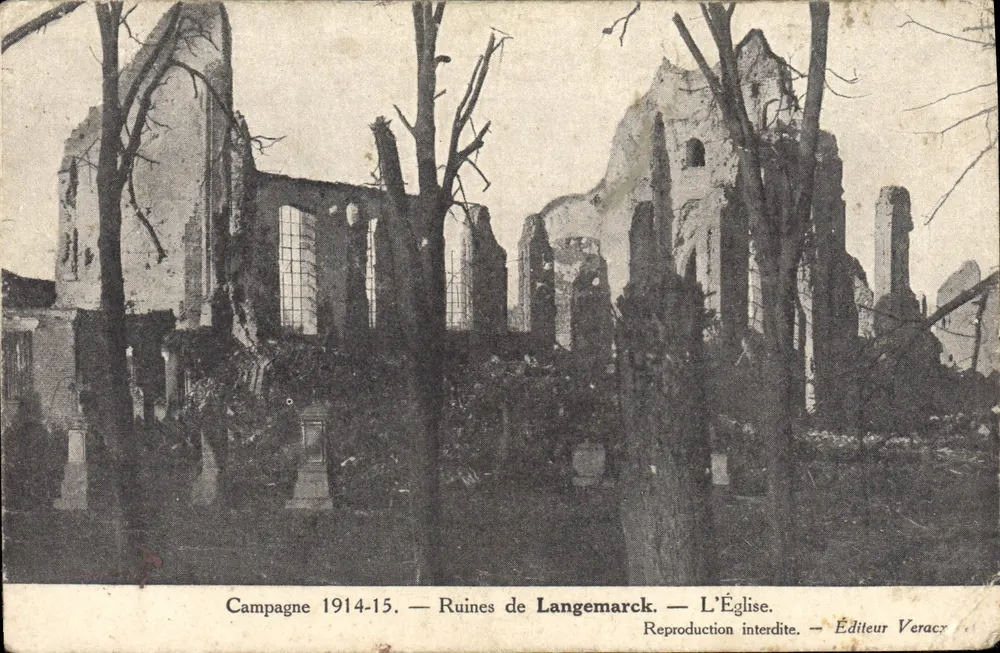 Ruinen von Langemarck — Die Kirche — Verlag Veracx - Vorderseite