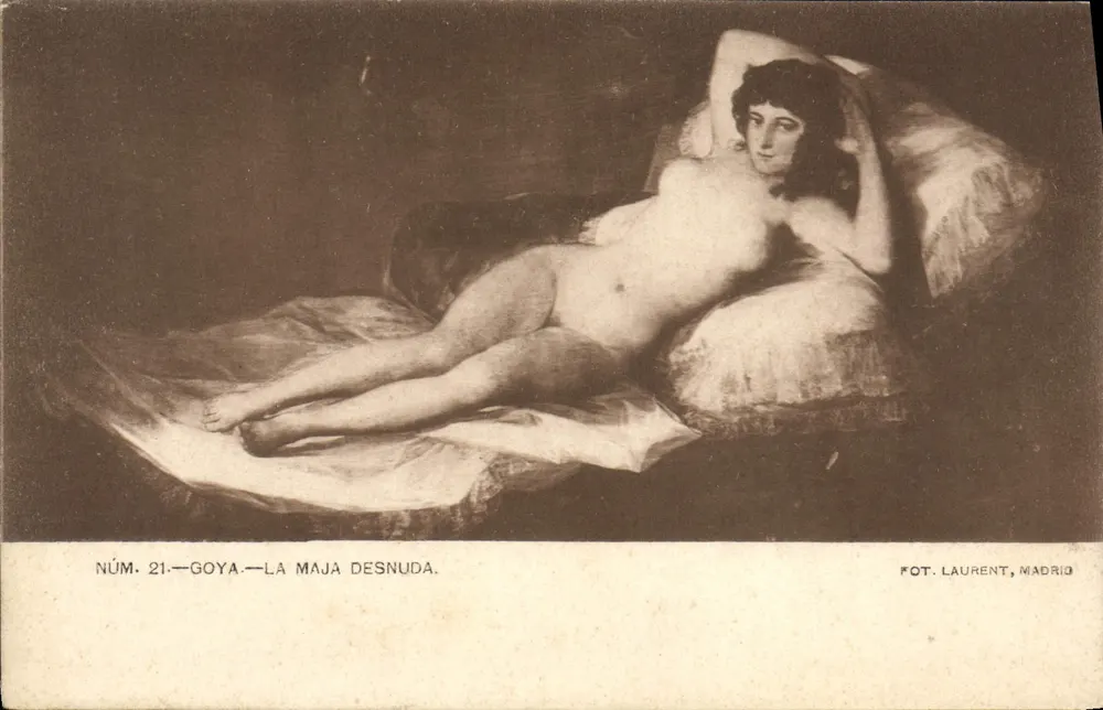 A Maja Desnuda — reprodução da obra de Goya — edição FOT. Laurent, Madrid, n°21 - Frente