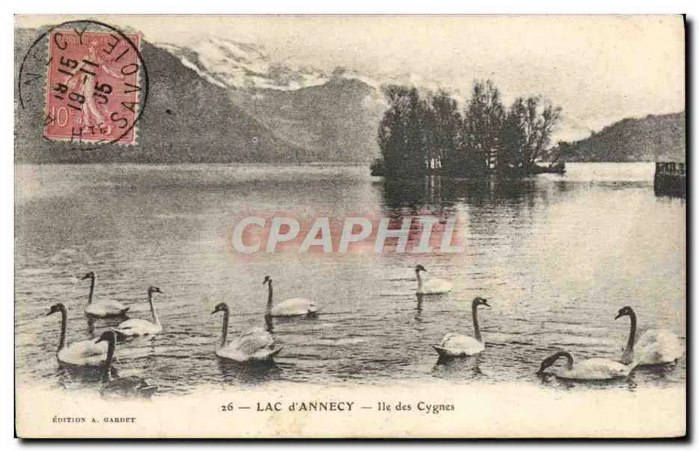 Lago de Annecy — Ilha dos Cisnes — Edição A. Gardet n°26 - Frente