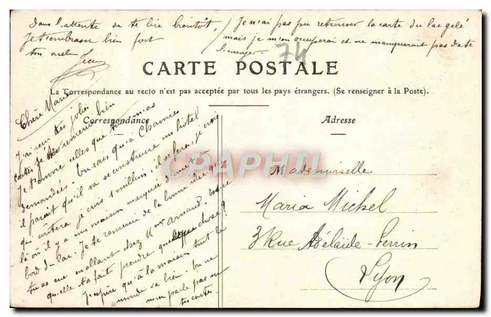 Lago de Annecy — Ilha dos Cisnes — Edição A. Gardet n°26 - Verso