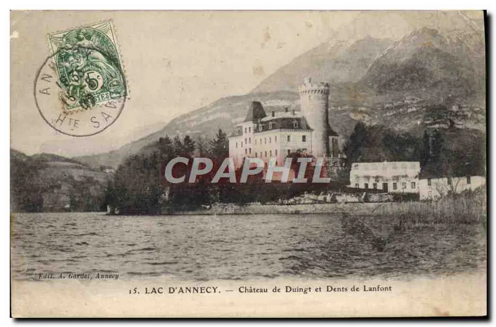 Lac d'Annecy — Château de Duingt und Dents de Lanfont — Édit. A. Girdel, Annecy - Vorderseite