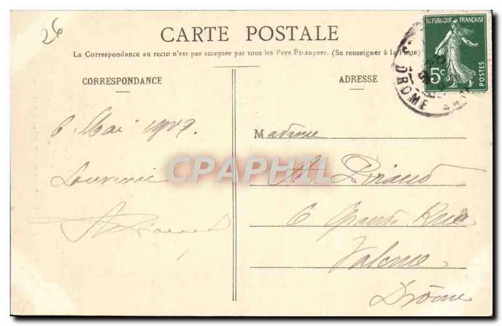 Fosset de Lente — Estrada de Combe-Laval — Collart, P. Peyrman, Valence n°47 - Verso