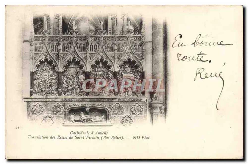 Kathedrale von Amiens — Übersetzung der Überreste des Heiligen Firmin (Basrelief) — ND Pbot - Vorderseite