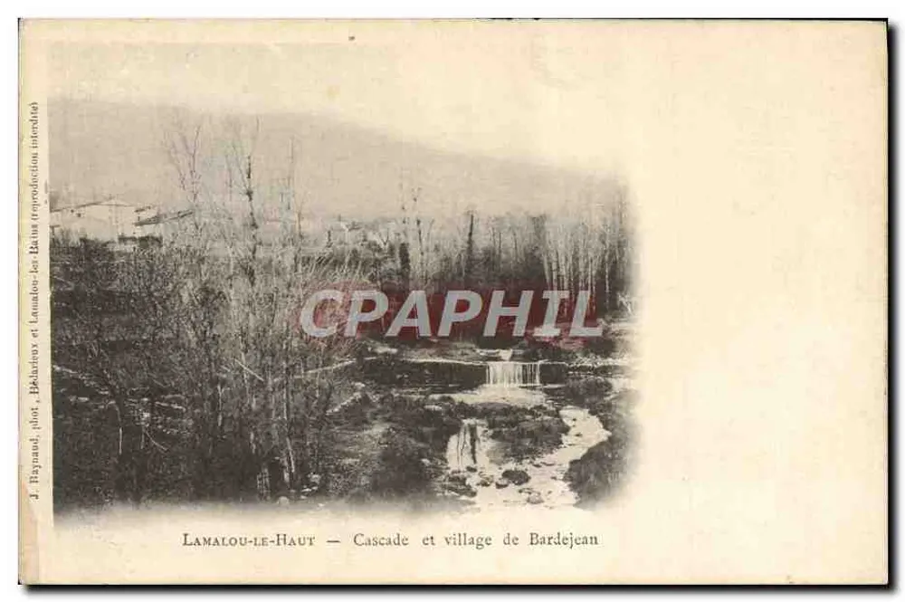 Lamalou-le-Haut — Wasserfall und Dorf Bardejean — J. Baynaud, phot. Bézardoux et Lamalou-les-Bains - Vorderseite